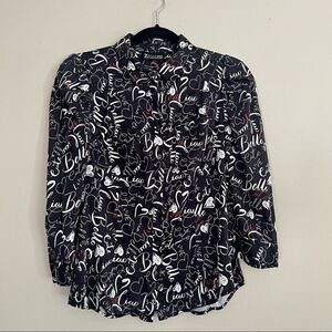 Women's New York & Company Ciao Bella Button Down Long Sleeve Top Size Medium